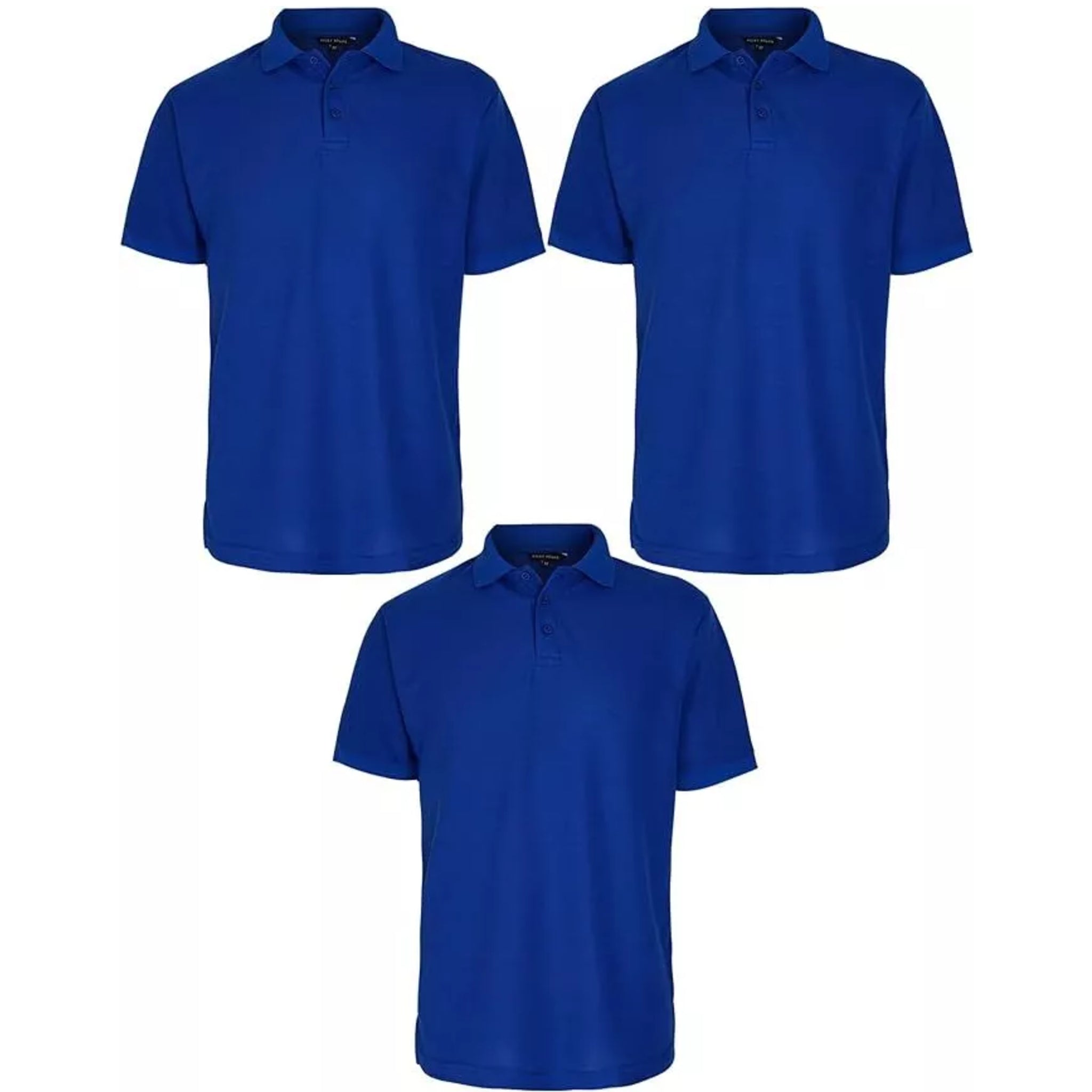 Classic men’s polo shirts 3 pack collared casual tops in royal blue
